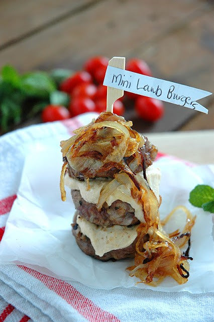 Mini Lamb Burgers with Mediterranean Humus