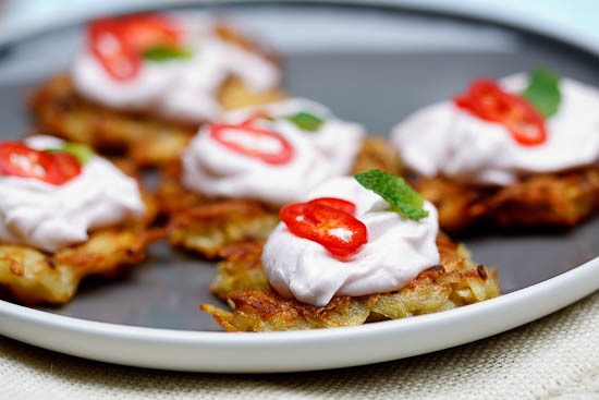 Potato Rosti with Taramosalata, Chilli & Mint