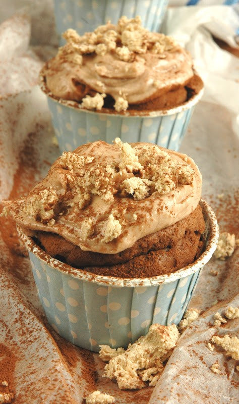 Chocolate Cupcakes with Halva Buttercream Frosting