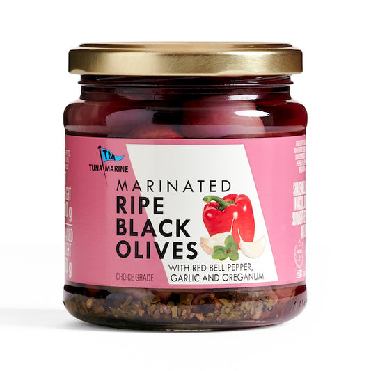 Red Bellpepper, Garlic & Oreganum Marinated Olives 280g - Mediterranean Delicacies